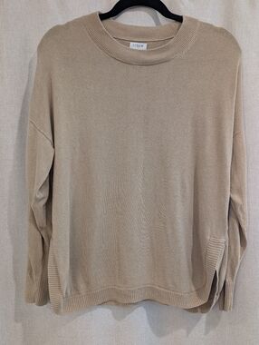 J.Crew Factory Linen Blend Curved Hem Sweater Medium Coastal Preppy Lightweight
